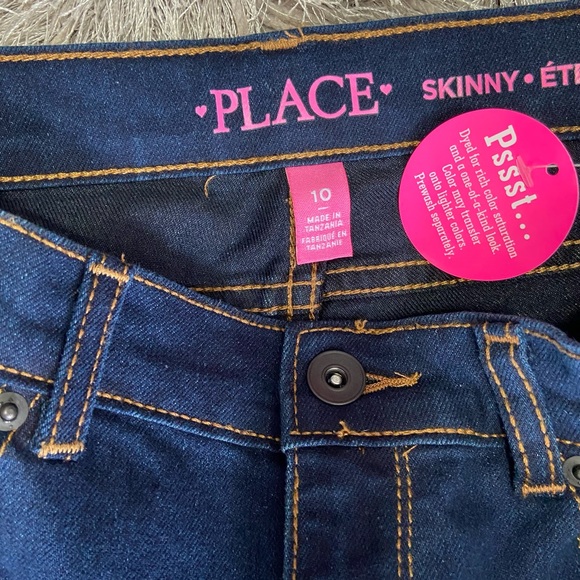 Children Place girls skinny, zip fly with button denim blue jeans. Size 10. NWT. - Picture 4 of 11